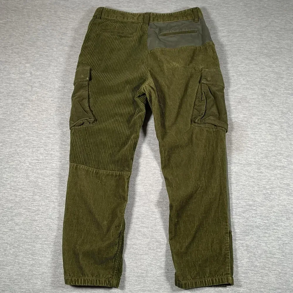 Sun + Stone Cargo Pants Mens 32x28 Green Corduroy Patchwork Utility Casual